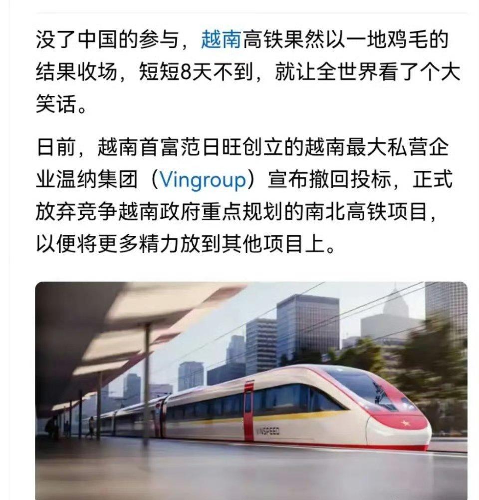 中国可不当冤大头。且看越南高铁梦碎。
越南做局，请西门子当托，结果中国没去抢，让