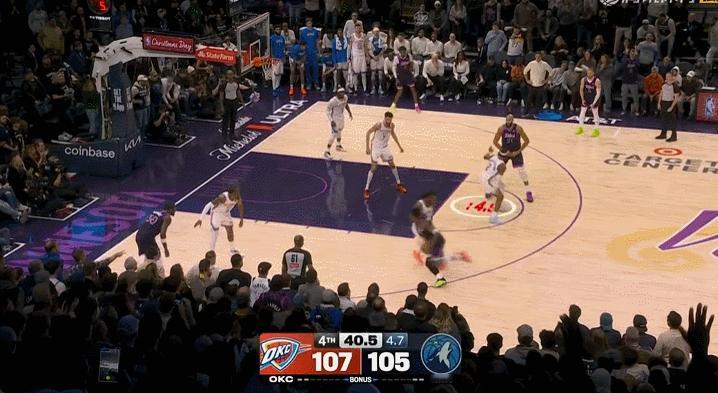 爱德华兹，一断一帽，终结比赛，让不可能变为可能。雷霆vs森林狼