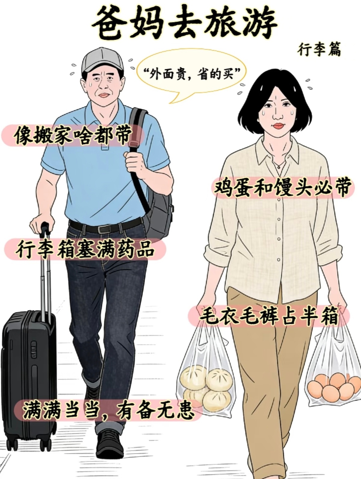 跟爸妈出门旅游堪比搬家爸妈去旅游vs我去旅游 ​​​