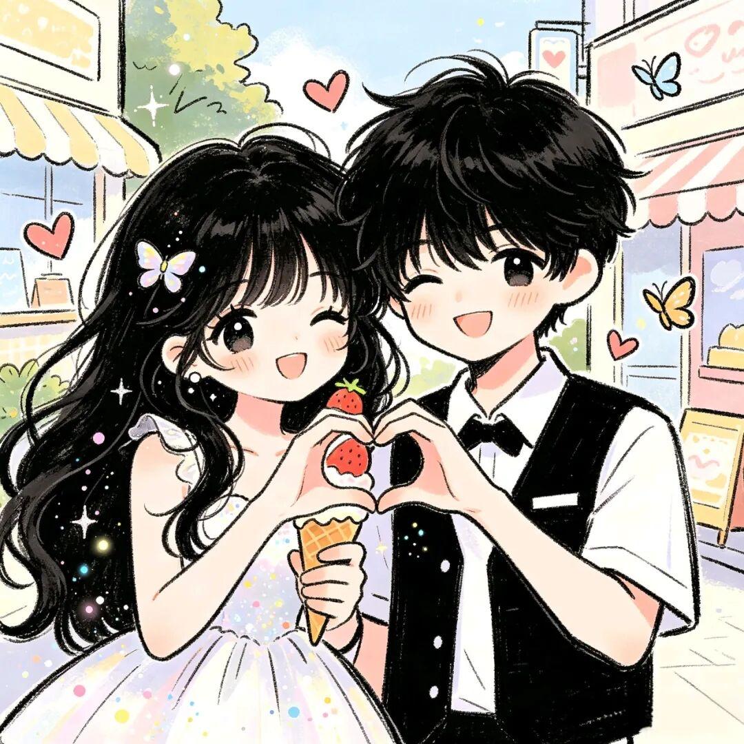 情侣头像｜把夏日浪漫藏进甜筒里