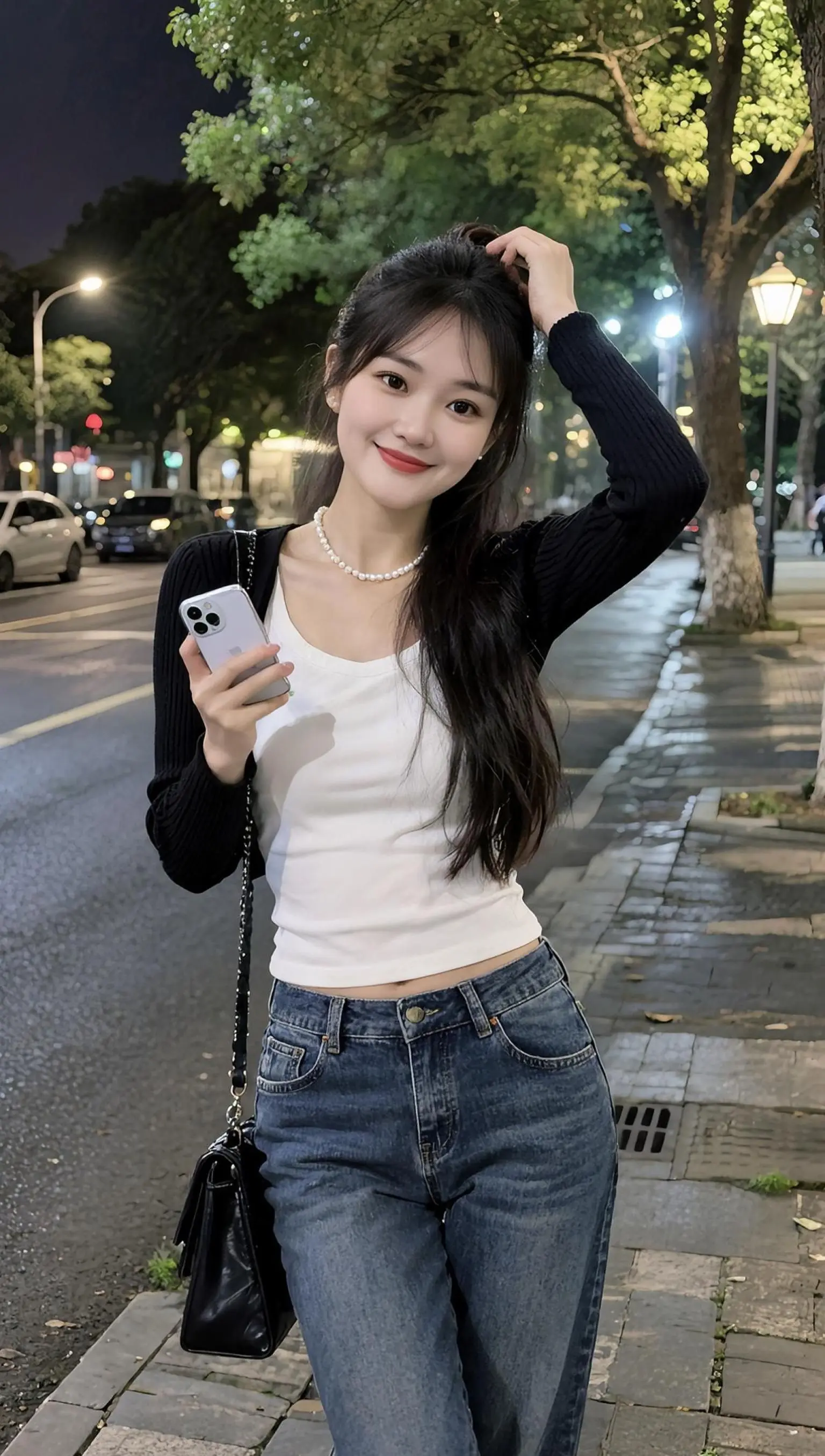 穿搭牛仔裤视频同款AI都市夜景生活照 ai创作