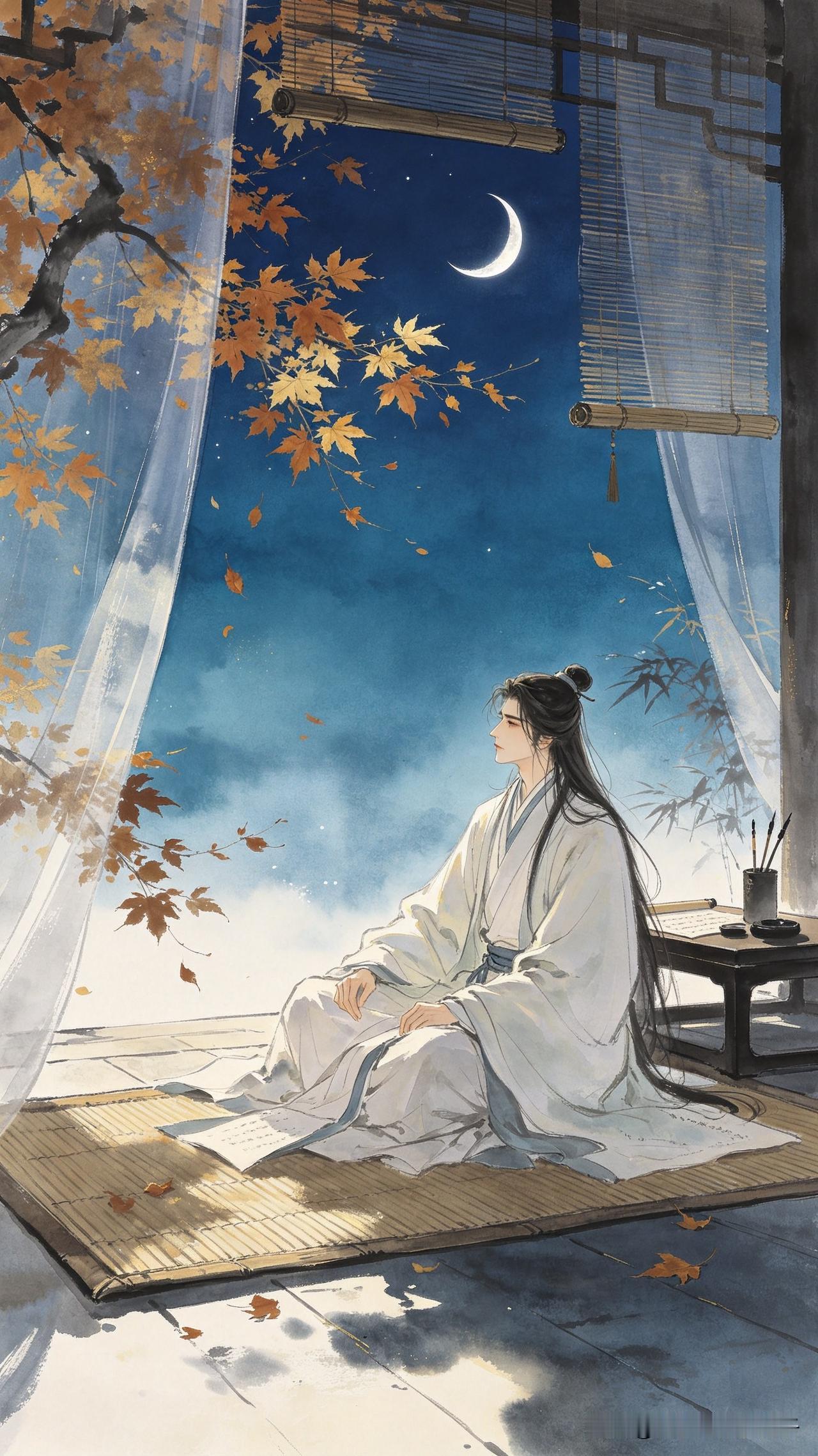 玉簟新凉梧叶秋，
半帘残月挂银钩。
无端拈得玲珑句，
      
…………请师