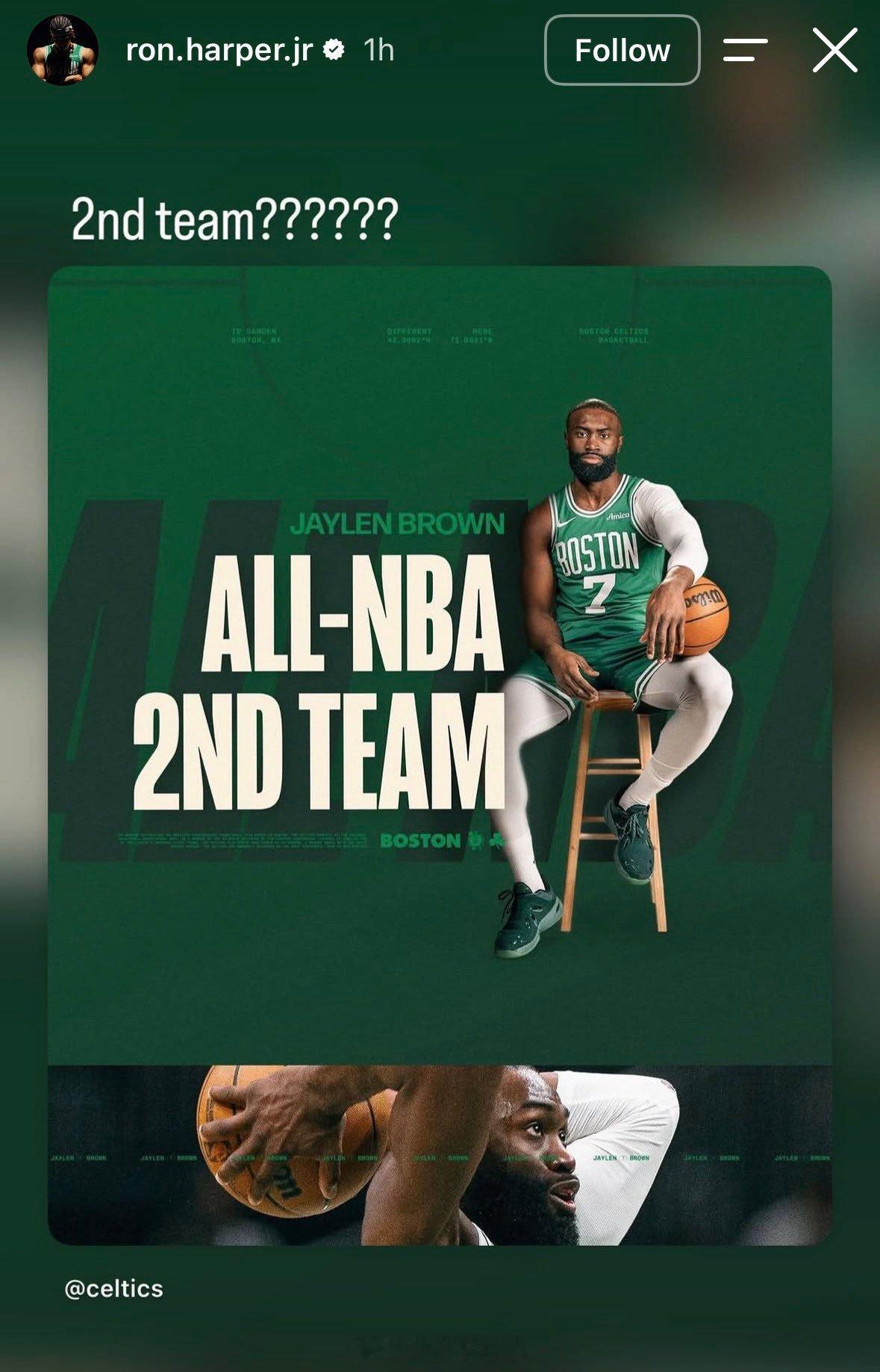 小哈珀表示不解：“2nd team????” 