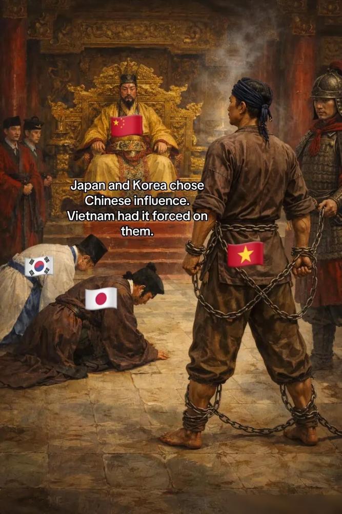 越南人对中华文化圈里的日本和韩国两个国家打心里看不起，认为只有越南历史上没有向中