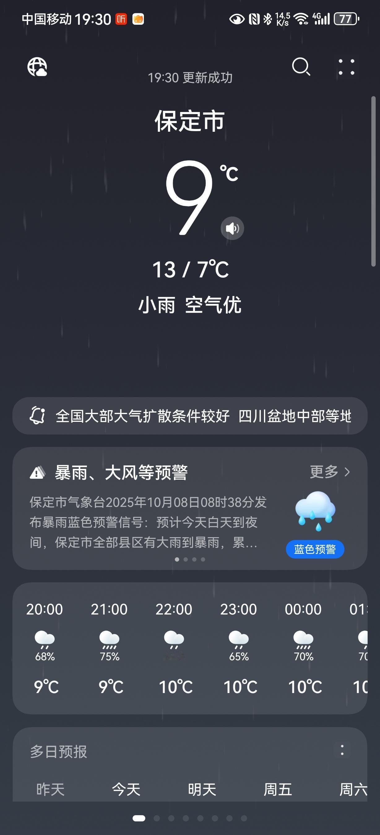 今日寒露，2025.10.8农历八月十七，雨，不紧不慢从7号晚上到现在，没有停过