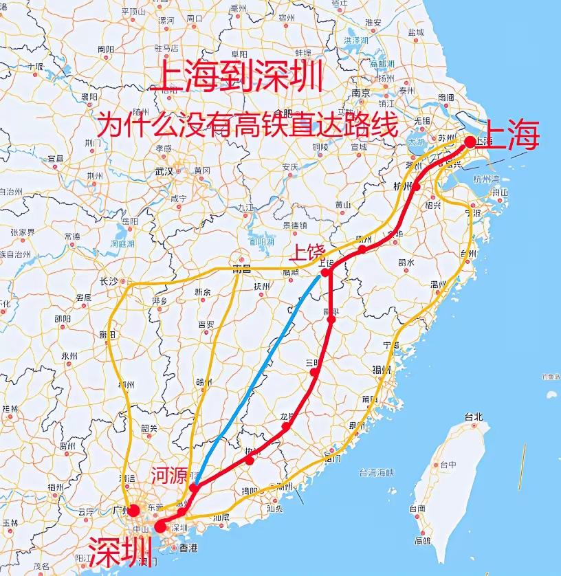 1600公里！上海到深圳，为啥没有350km/h直达高铁？
 
很多人疑惑，长三