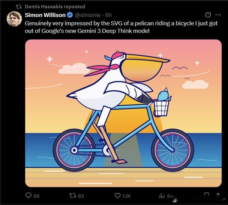 【蒙眼画画的AI，终于睁开了眼睛】一只戴着棒球帽的鹈鹕骑着自行车，车篮里还装着一