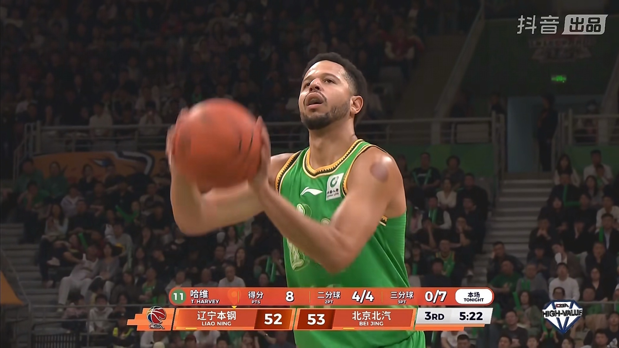 哈维今天三分还没进不过抛投一直在进辽宁男篮vs北京男篮辽宁男篮