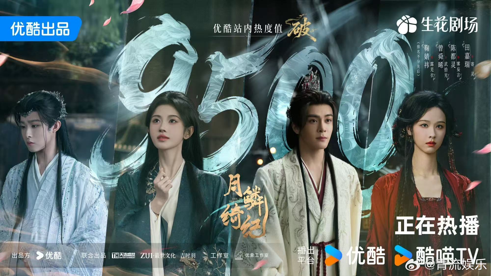 月鳞绮纪优酷热度破9500 恭喜月鳞绮纪热度狂飙再创新高，开播2天拿到这个成绩很