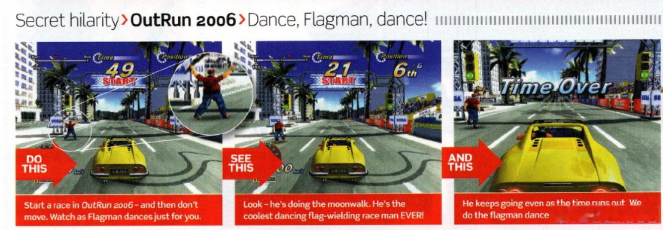 Outrun 2006里会跳舞的挥旗子大叔 