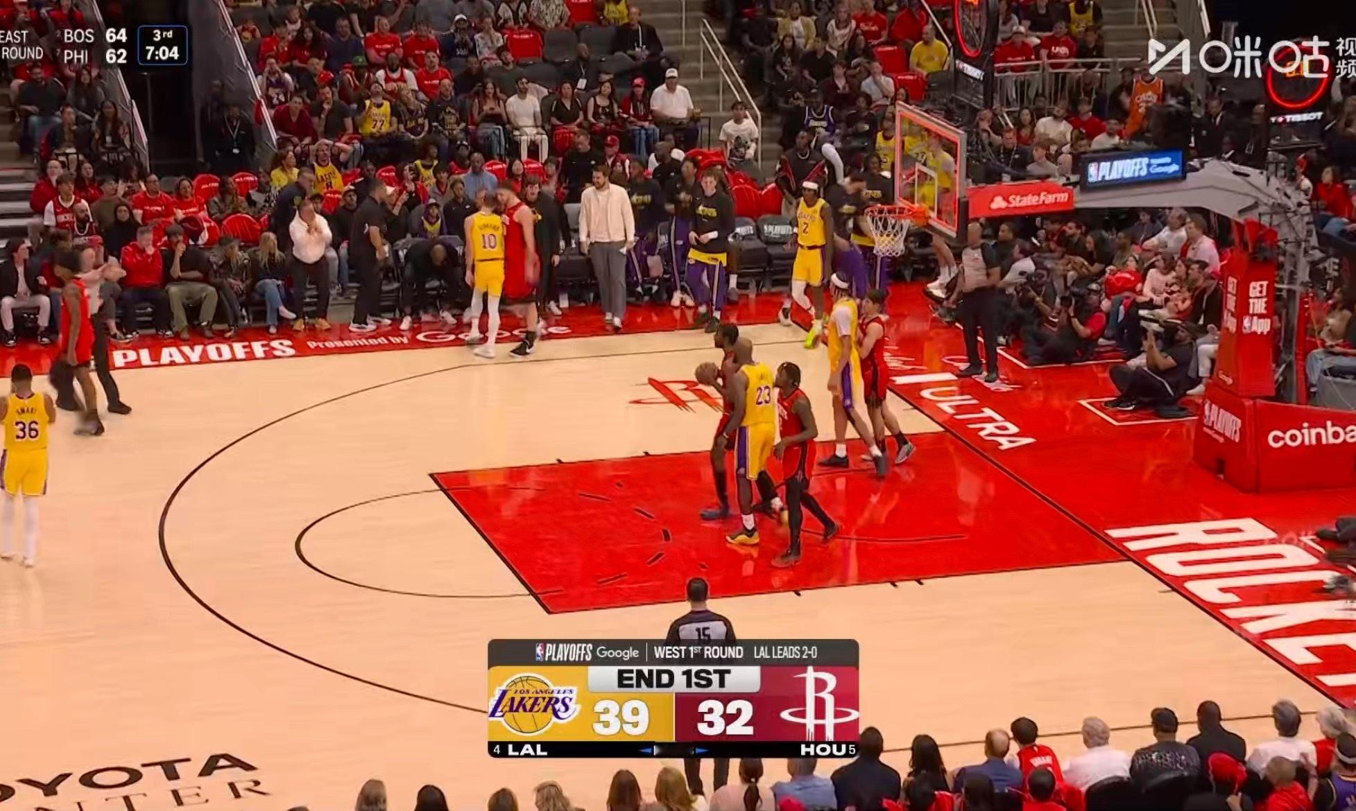 湖人第一节狂砍39分，今天开始刷分了！湖人vs火箭