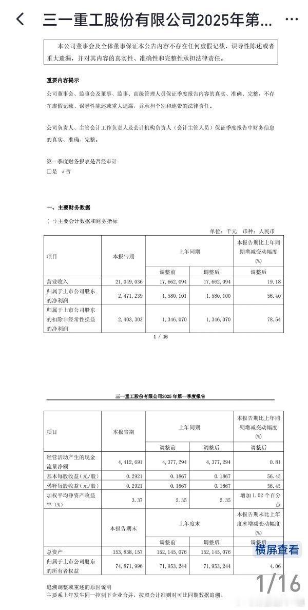 工程机械茅三一重工太牛逼了，2025年一季报股民散户们趁着年初的反弹疯狂割肉离场