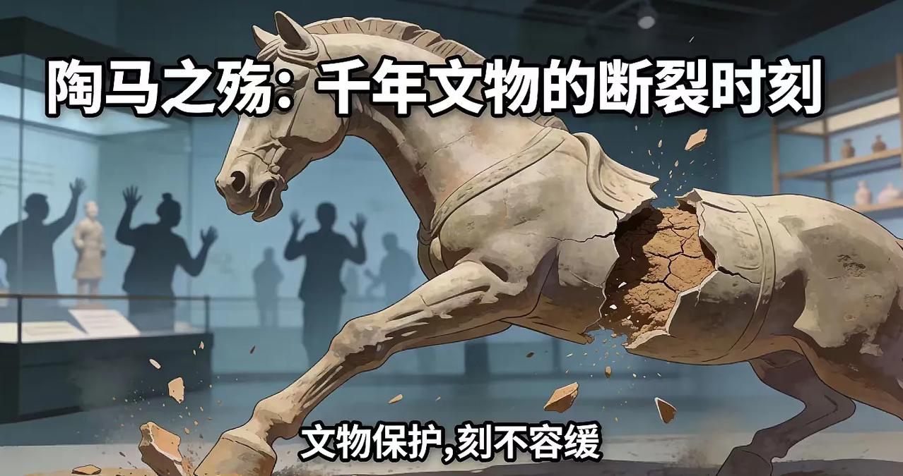 洛阳博物馆陶马惊魂：千年文物倒下断裂，文物保护再敲警钟
一匹静静站立千年的唐代陶