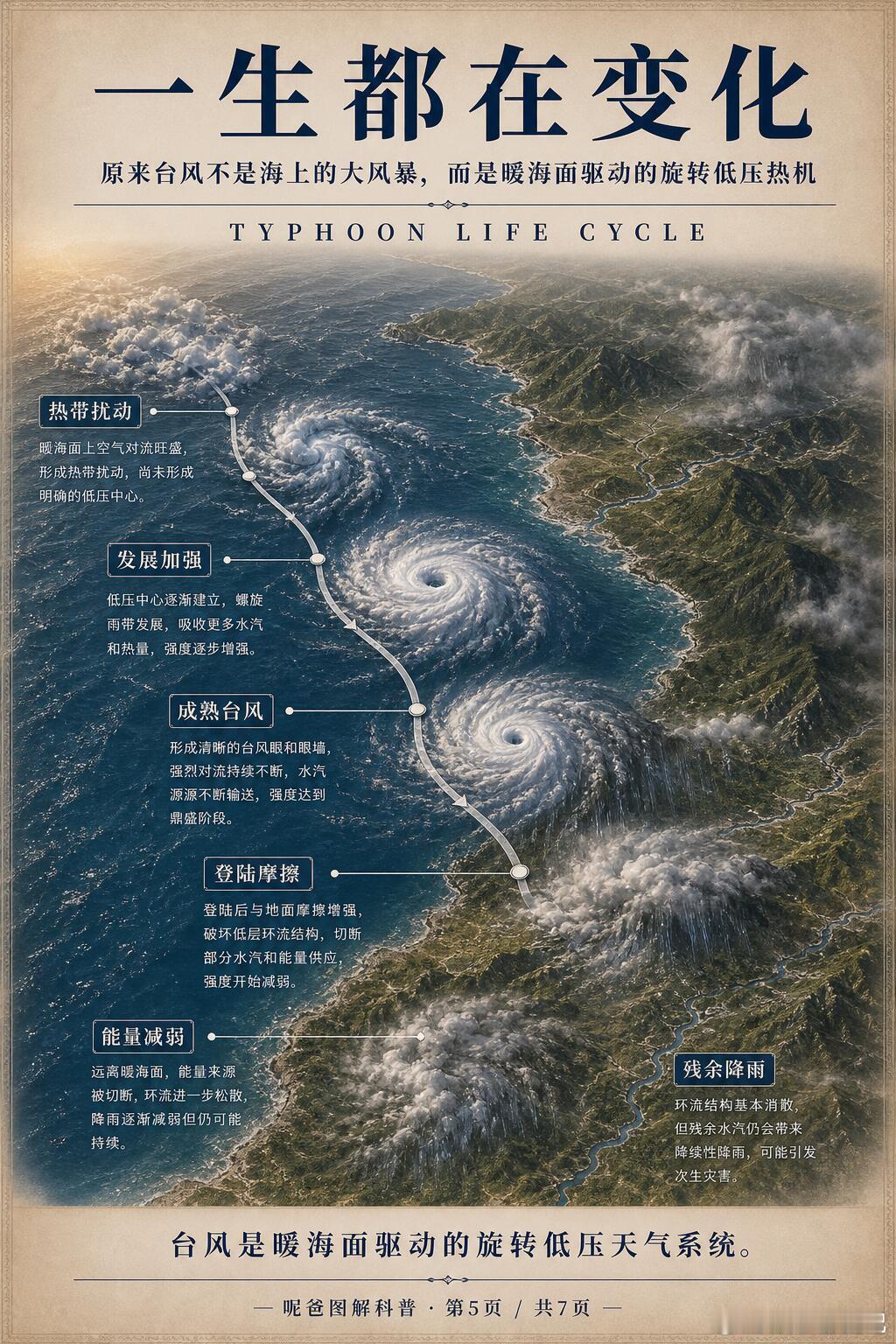 为什么台风总是夏天而且从海上来'它更像一台巨大的旋转热机：暖海面不断把水汽送进空