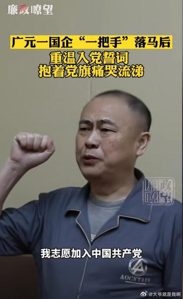广元一国企“一把手”落马后，重温入党誓词抱着党旗痛哭流涕 ​​​