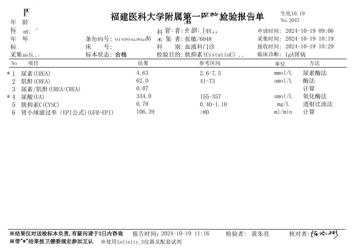 IGA转阴17年，复发一年整