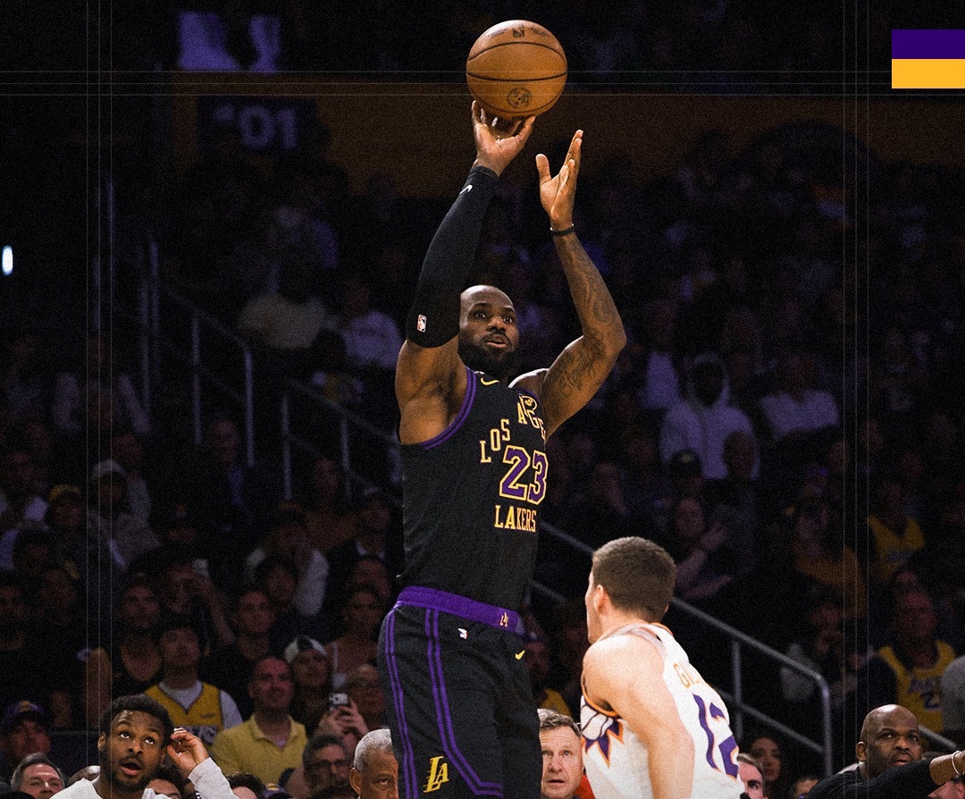 半场结束，太阳48-57湖人，艾顿又赛马？詹姆斯10投8中得到22分2篮板5助攻