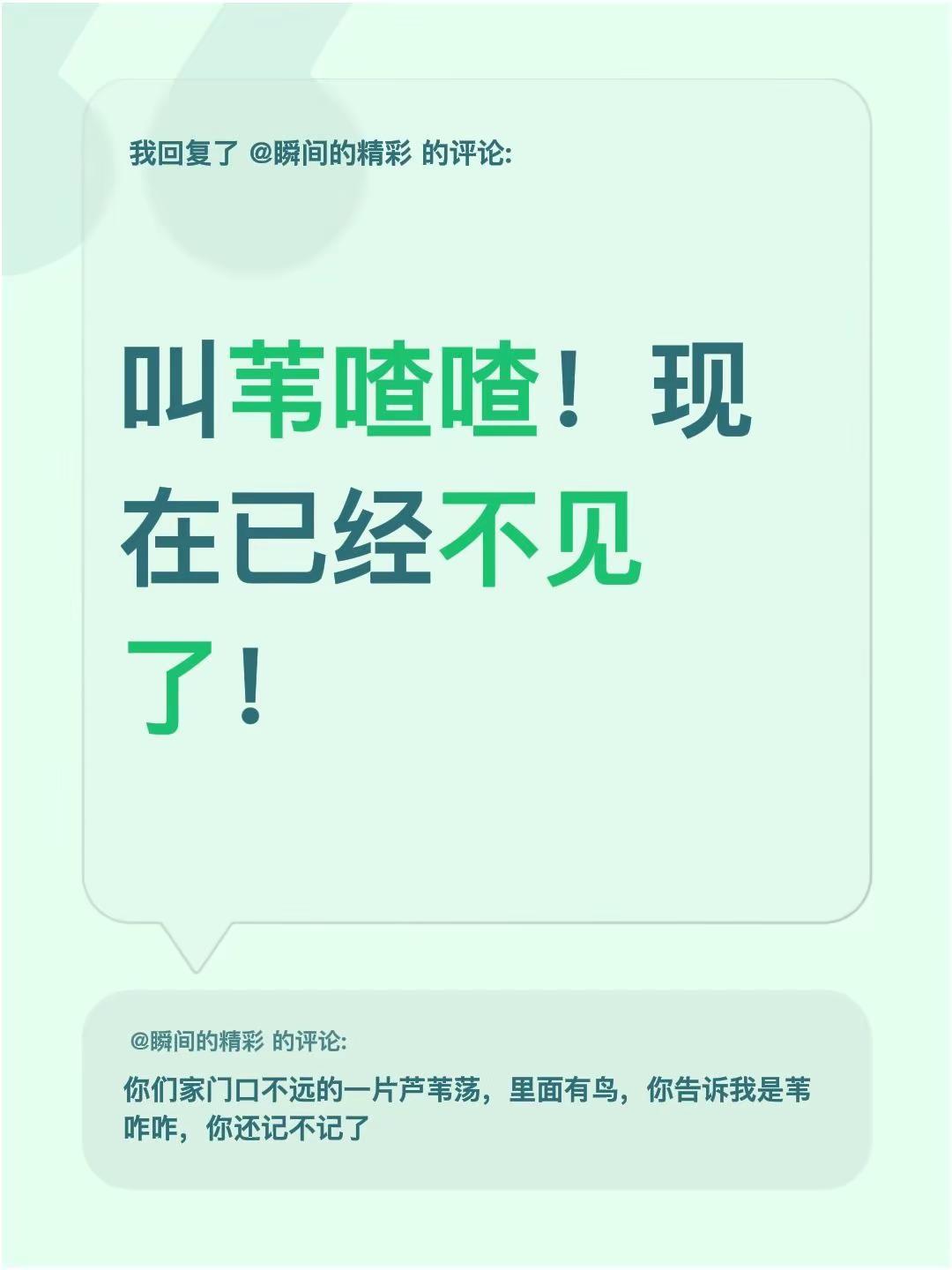 我回复了@瞬间的精彩 的评论：叫苇喳喳！现在已经不见了！