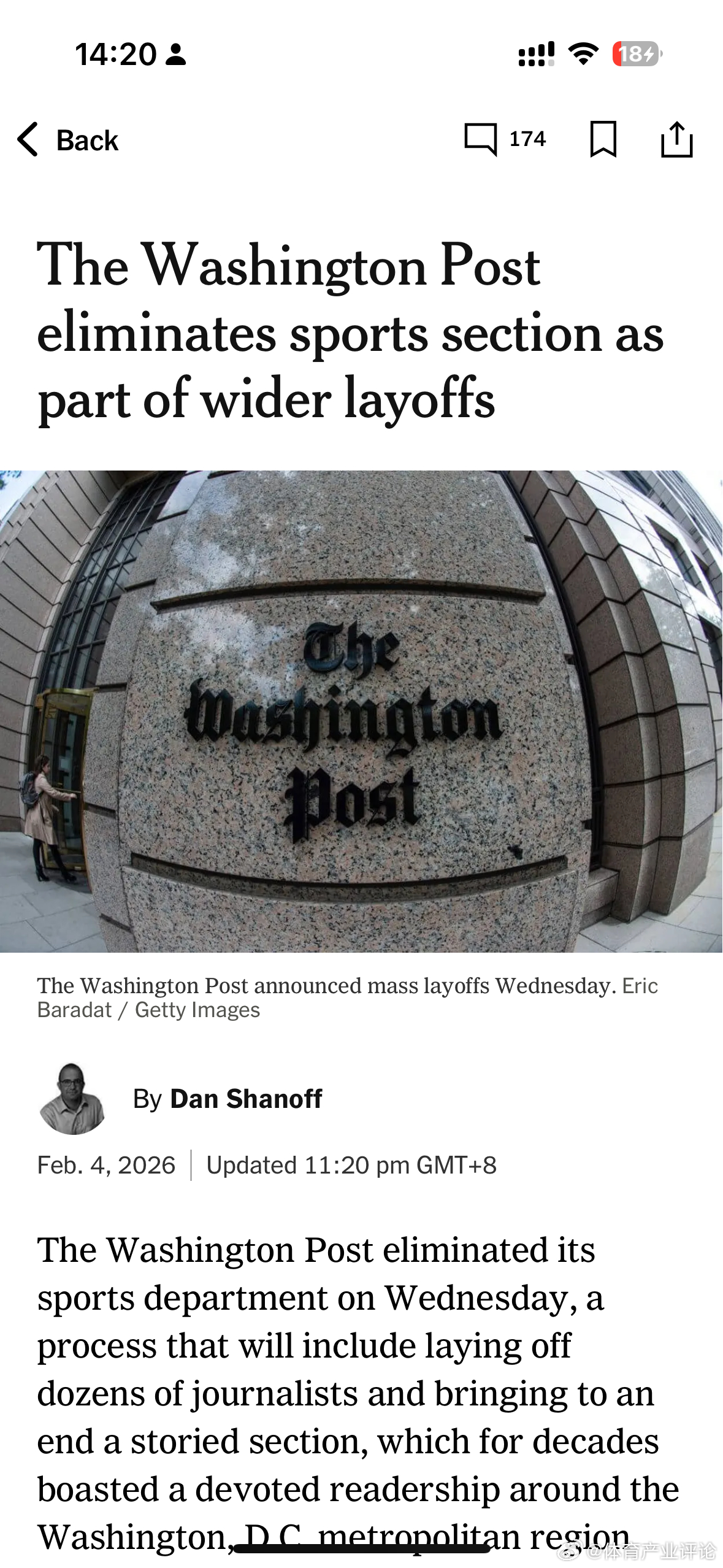 虽然华盛顿邮报迫于舆论，还是派出了四个记者前往米兰报道冬奥会，但华盛顿邮报体育部