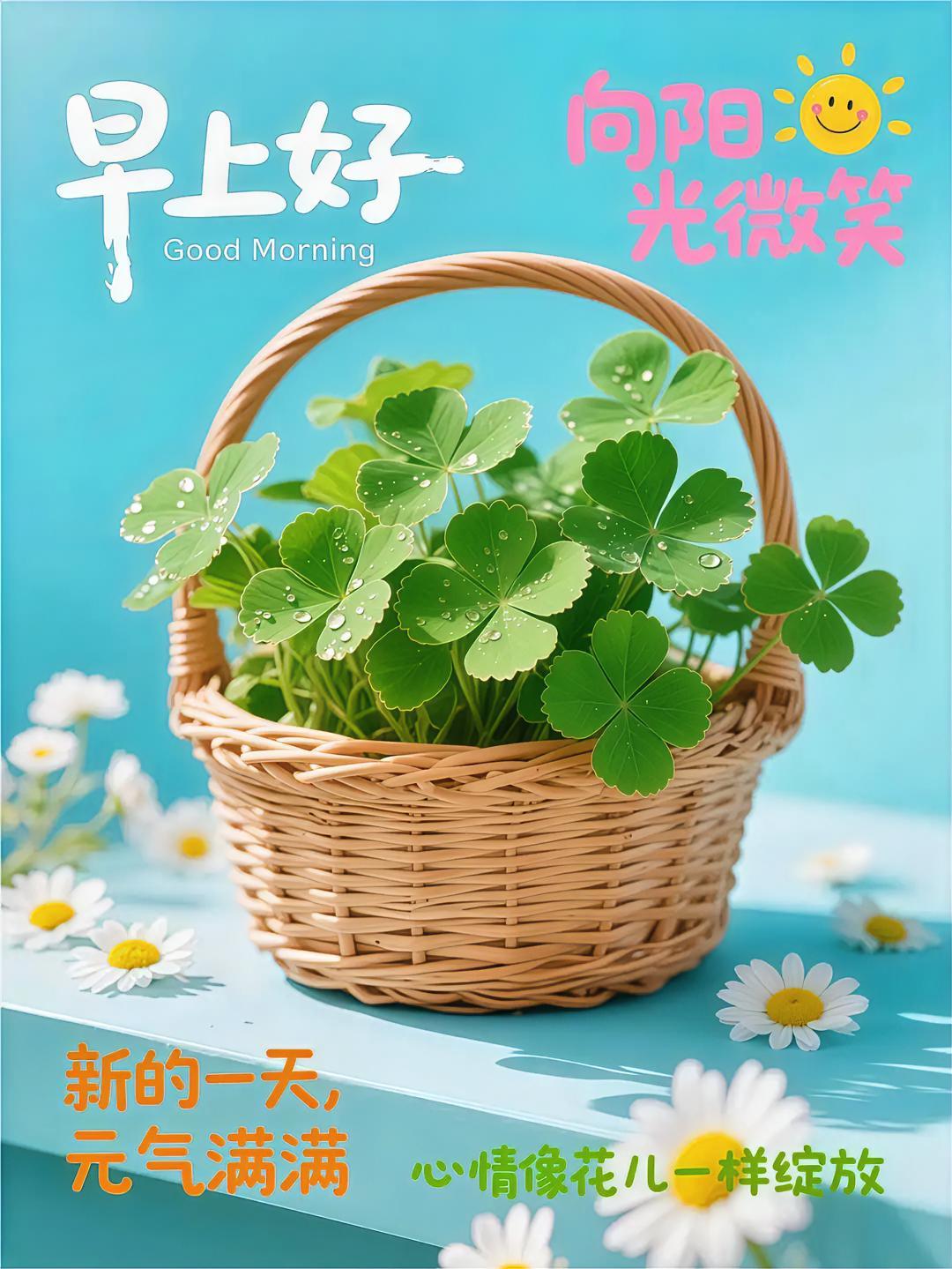 向阳微笑，心情如阳光般绽放，新的一天元气满满，晨光里遇见美好。