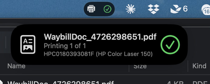 我才注意到现在 macOS 上打印文件，会在顶部菜单栏上出现这么个小组件——这是