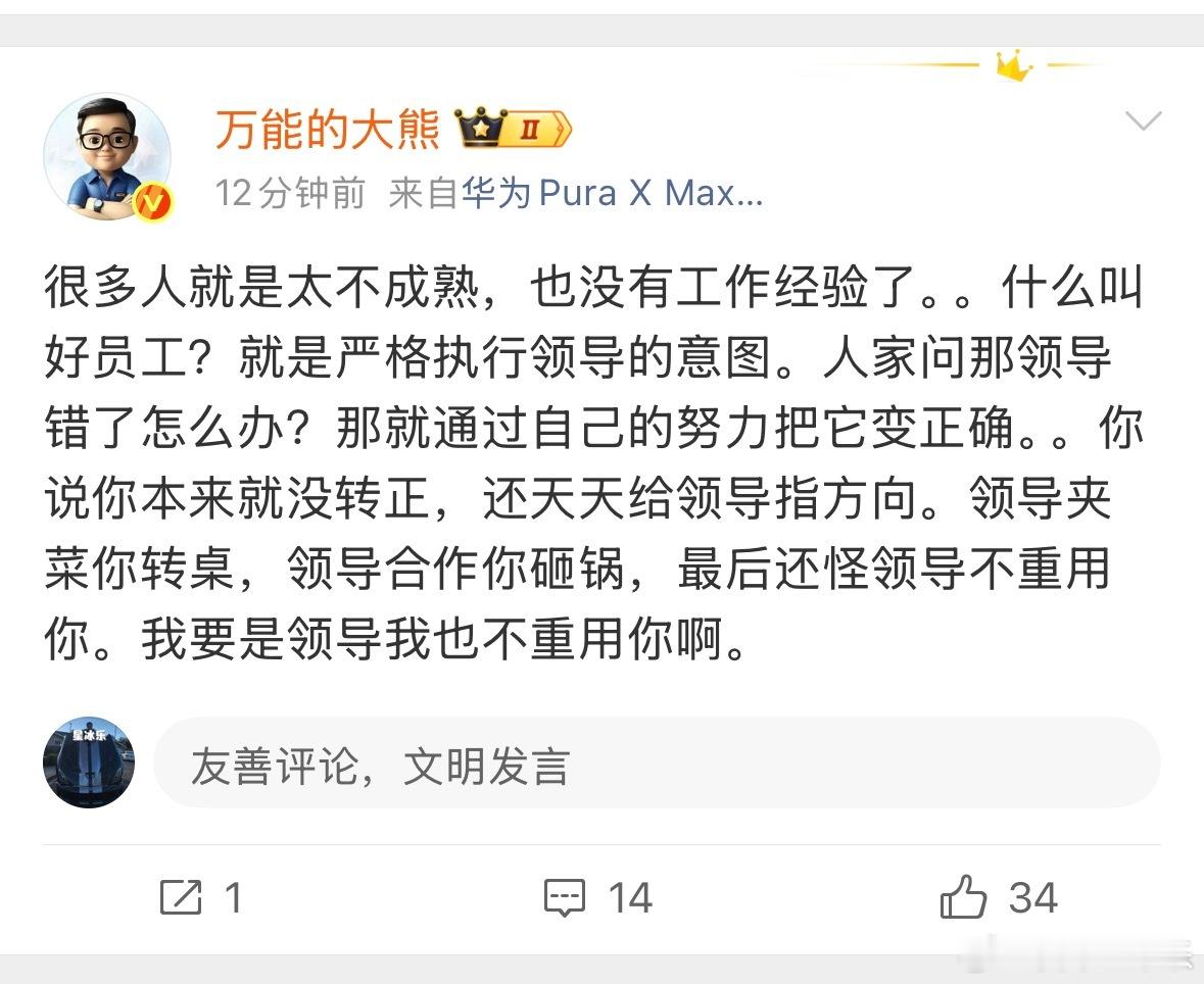大熊给大家一点职场小tips，领导定的合作别砸锅。职场原则就是，领导是不可能错的