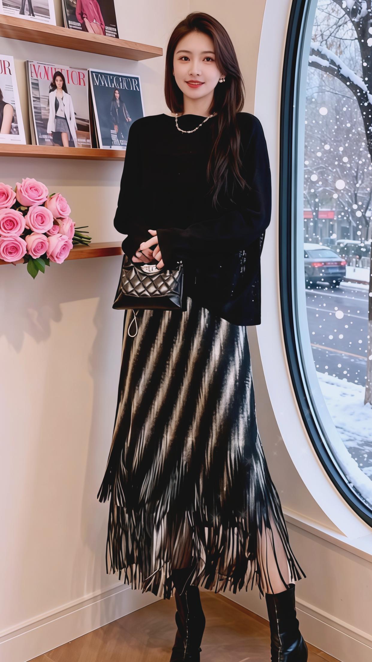 穿搭 黑白系 半身裙 气质 强烈推荐