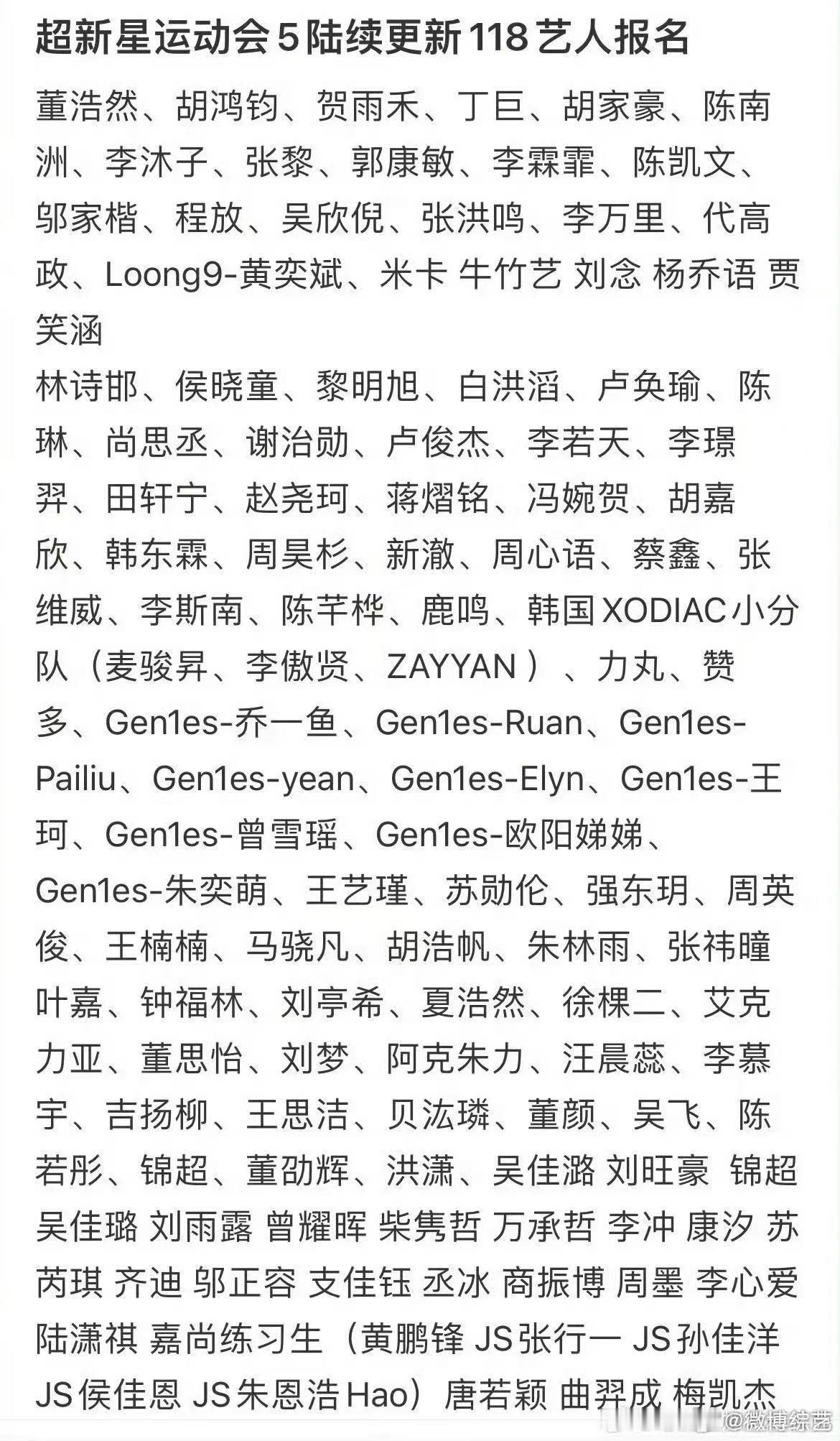 #超新星运动会报名名单#超新星运动会报名正在进行中，阵容尚未确定，已线上报名的运