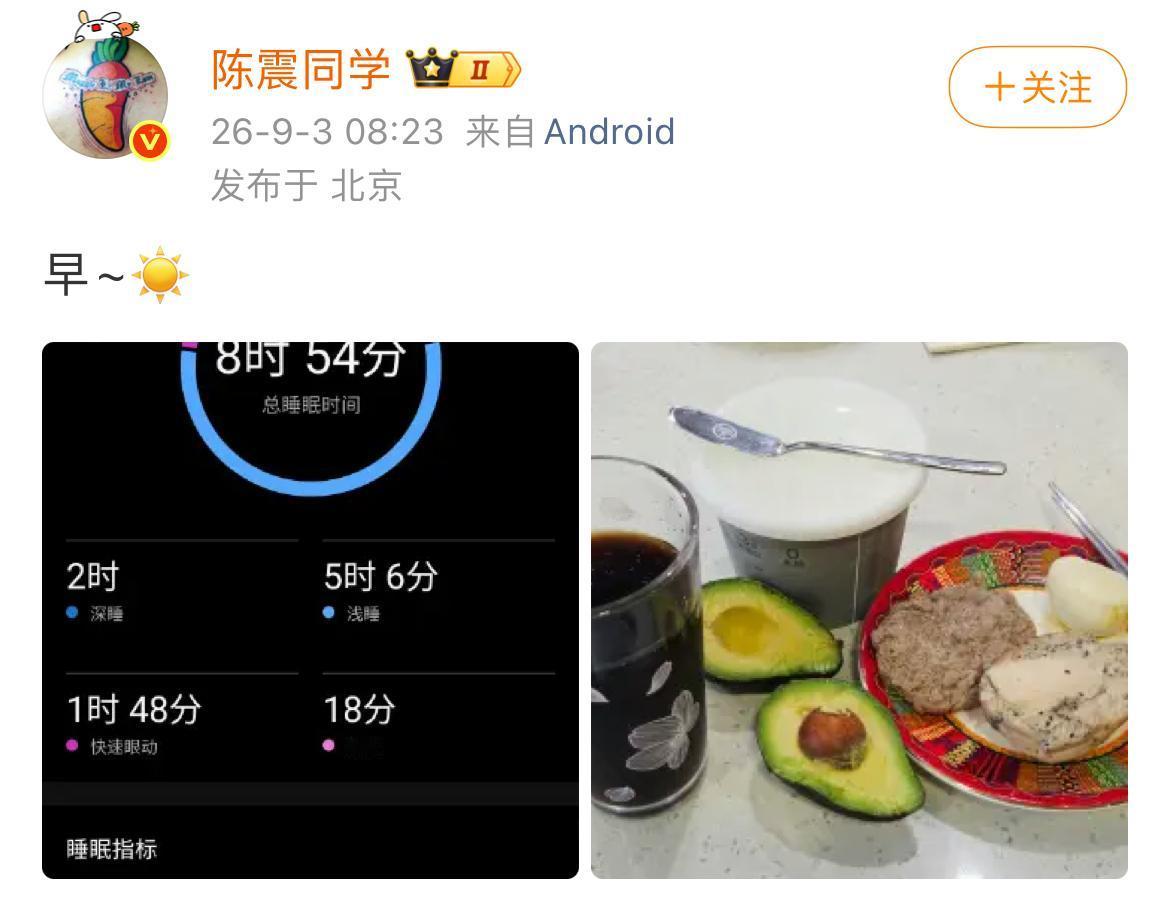 陈震的早饭搭配从来没有让我失望过，今天又增加了传说中的牛油果，这种水果我只在超市