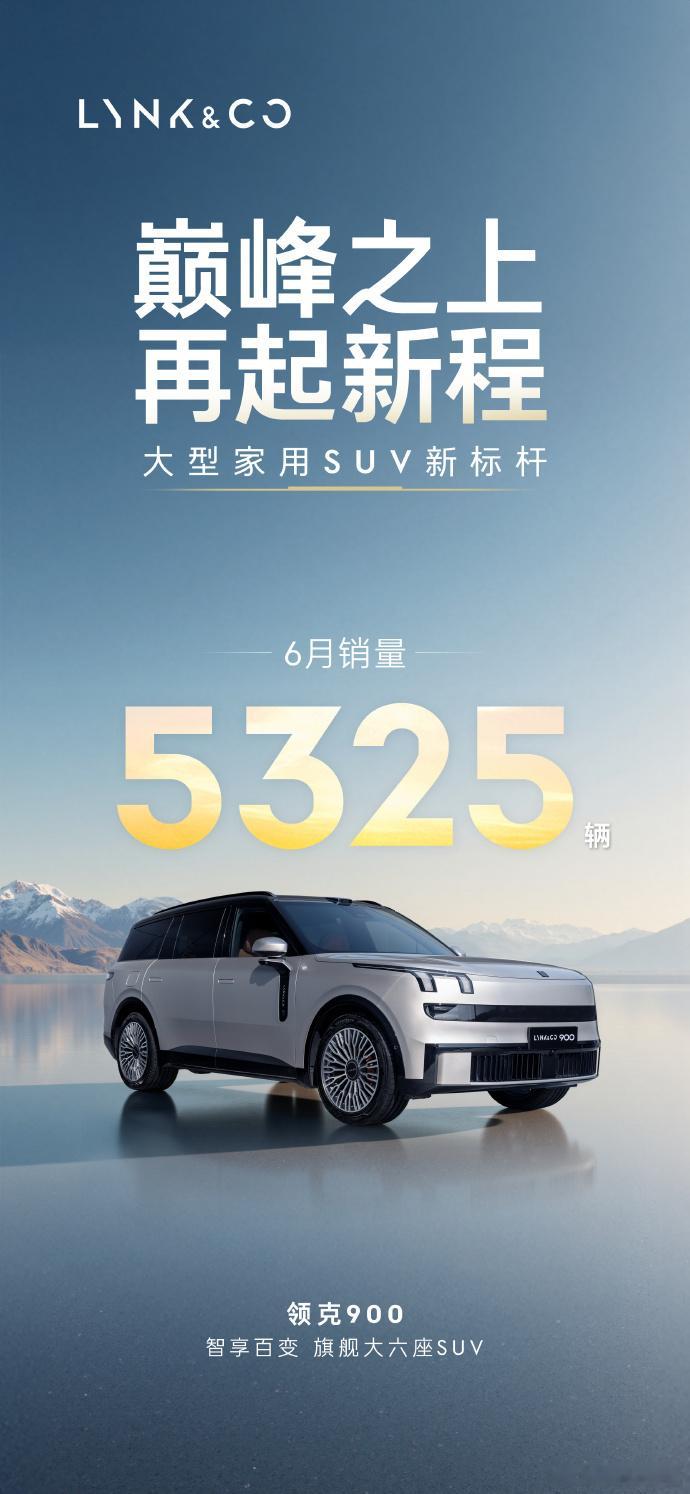 领克900 6月销量突破5325台。领克900上市限时价28.99万起 ​​​