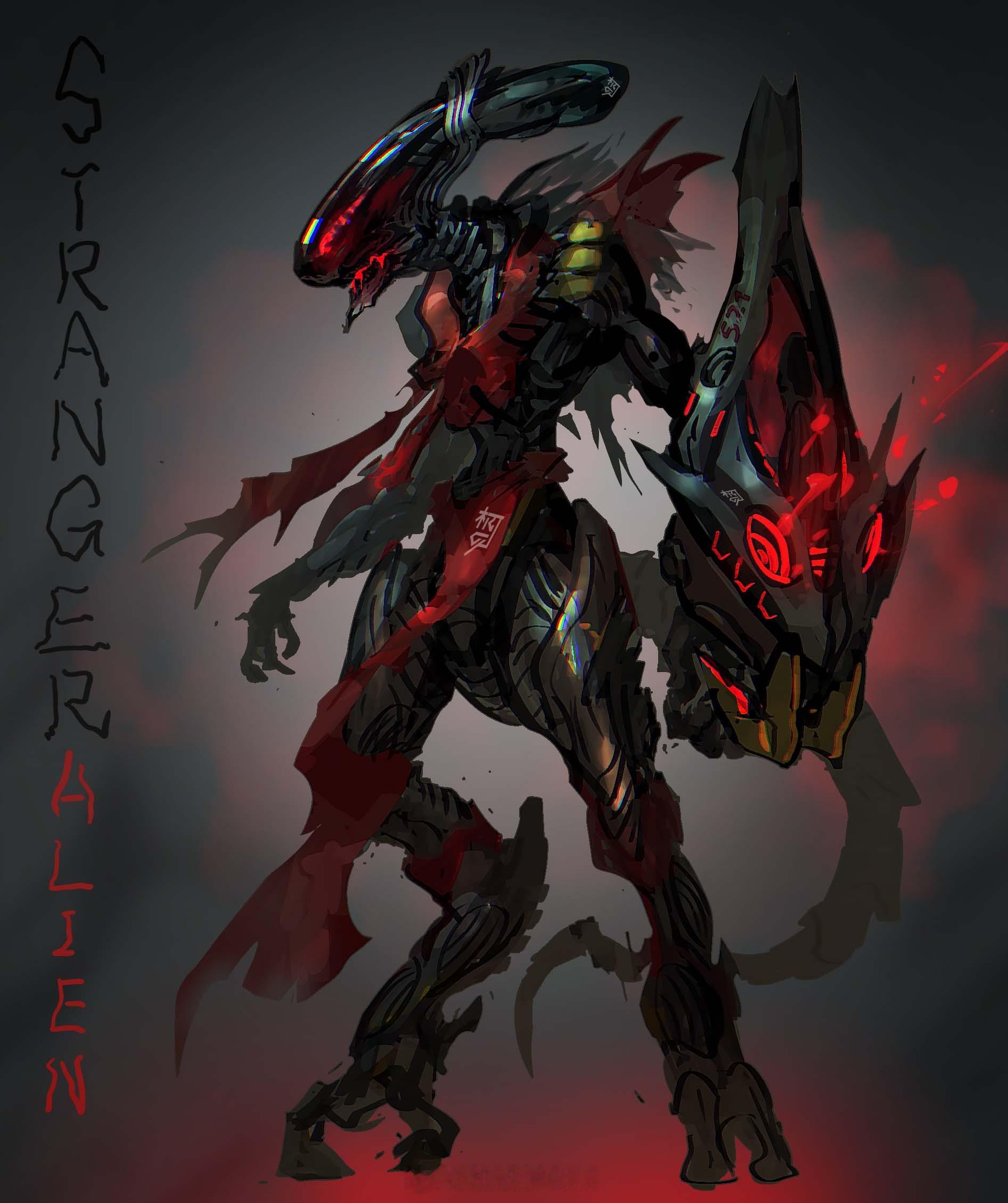 中午画点什么~《红雾中的异形》An Alien in the Red Mist 
