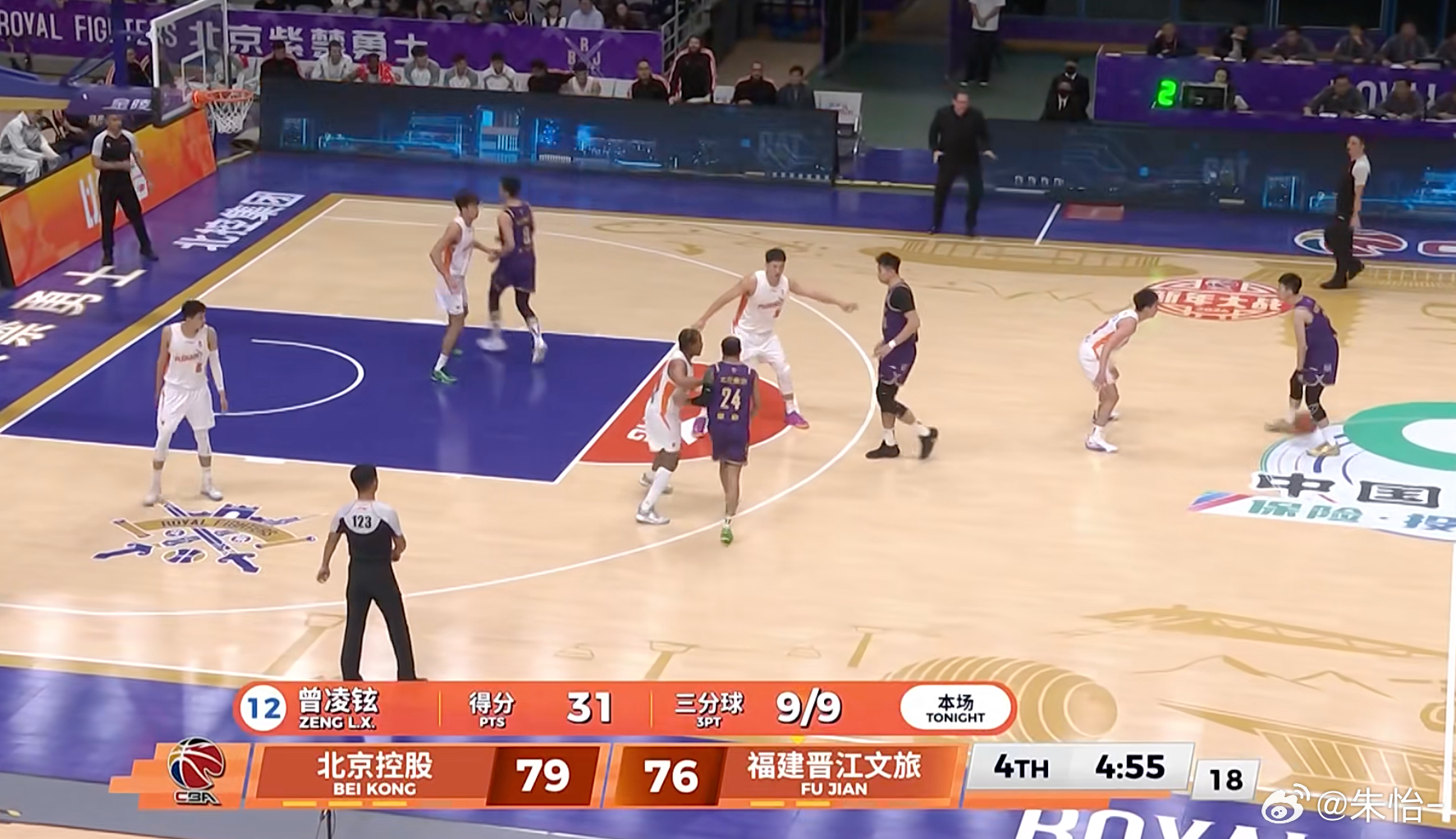 曾凌铉三分9中9！！！输了21个篮板，福建愣给比分追回来了。。。。。朱松玮24分