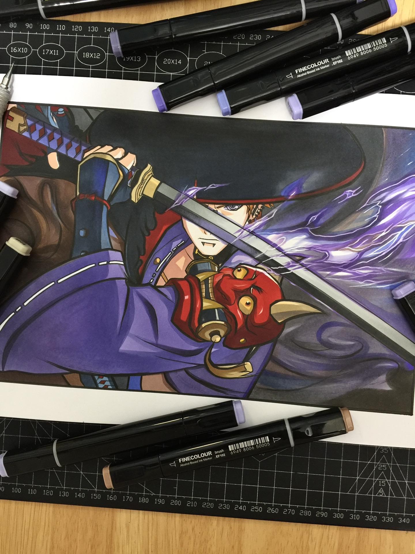 漂泊佩恩—手绘过程。纸有点受潮了，不太吸收墨水。画的不太仔细到后面没什...