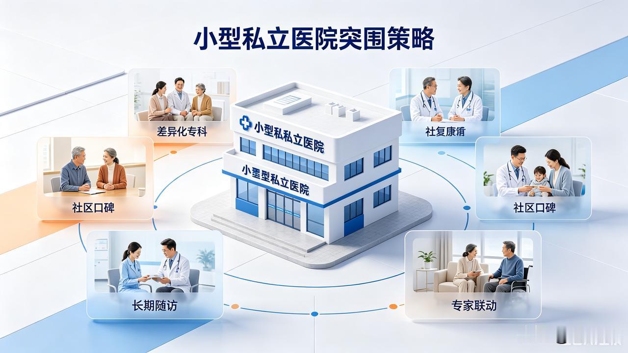 小型私立医院如何突围?

小型私立医院切忌做大综合，放弃和公立医院同质化内卷，实