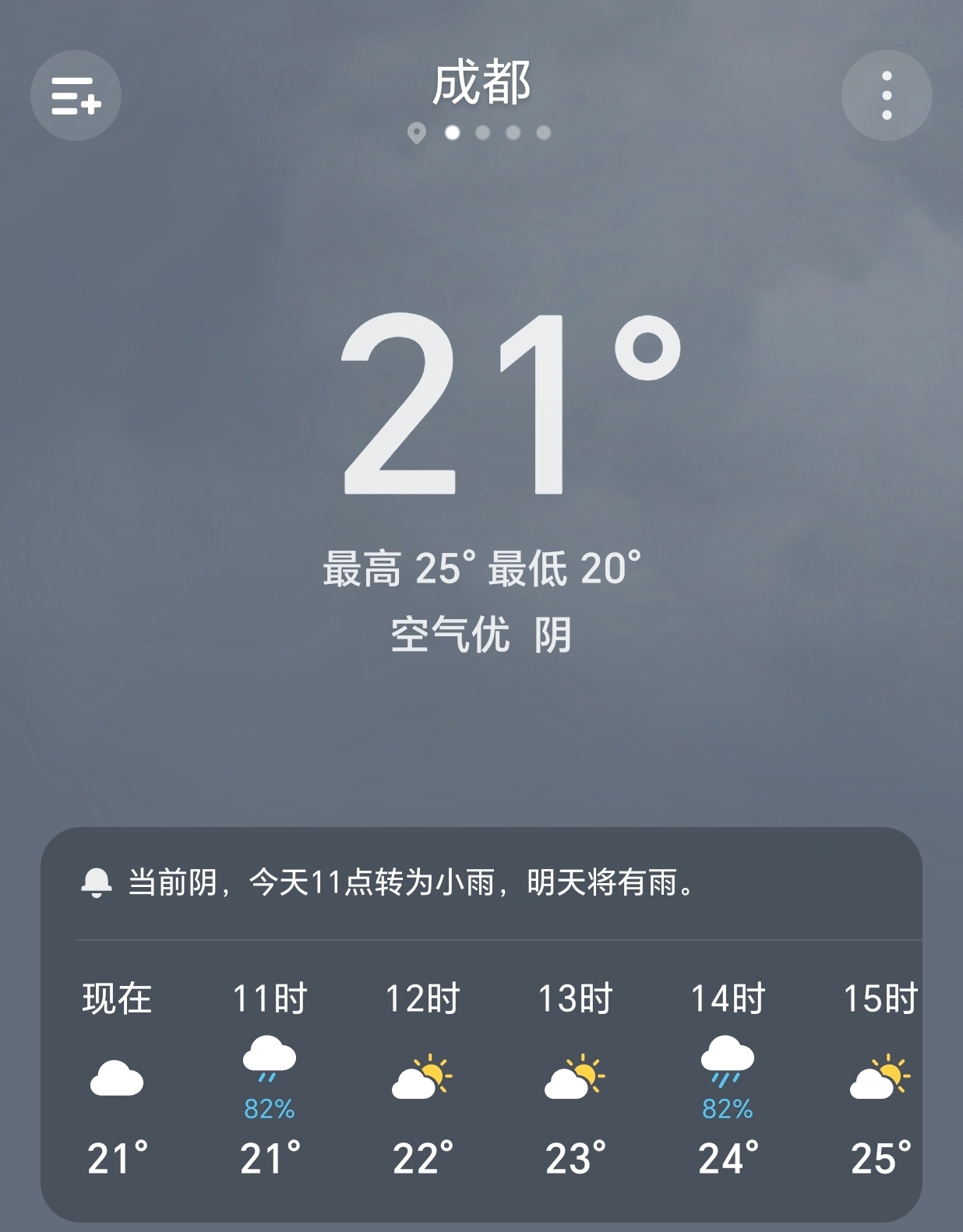 【早安成都】今天是6月21日，星期日，农历五月初七，成都阴雨，20-25°C。父