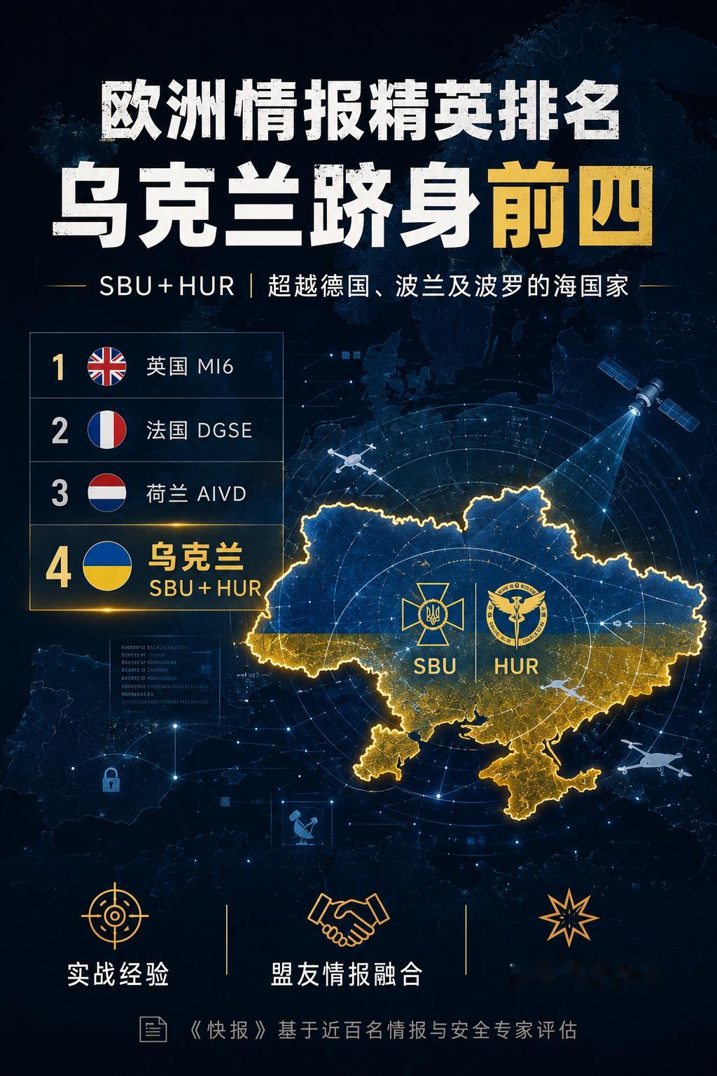 欧洲主要情报机构的一项最新专业评估显示，英国军情六处（MI6）被评为欧洲综合实力