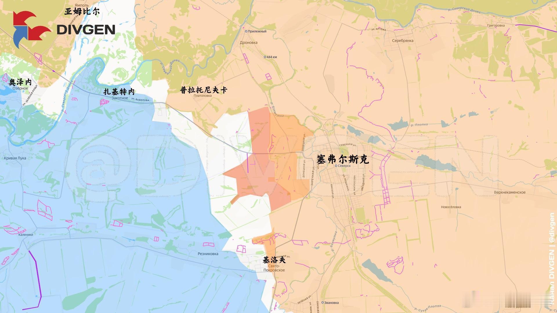塞弗尔斯克这边箭头社还在赶进度来源：DIVGEN 🚩 Карта СВО俄乌局