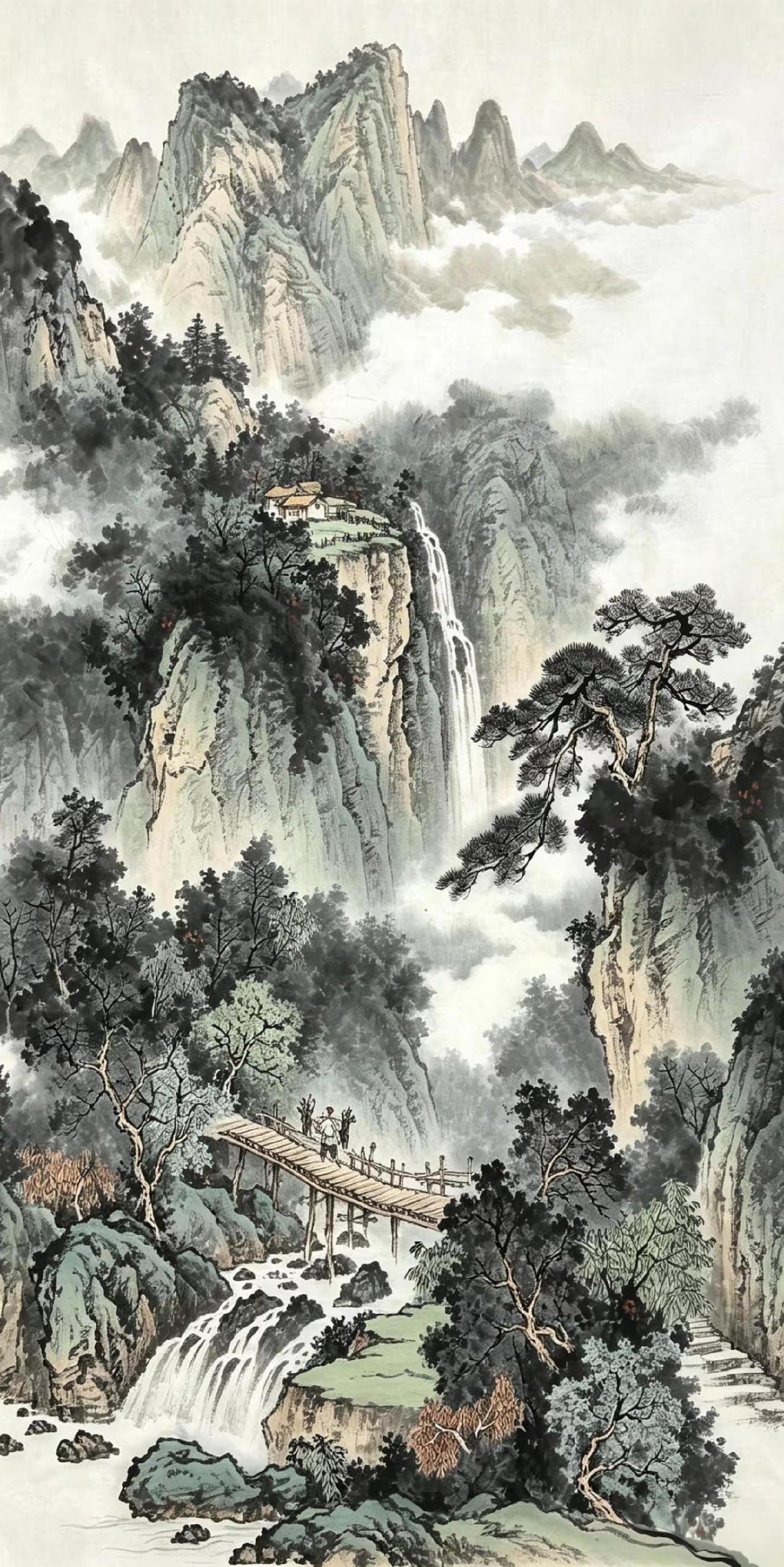 中堂山水。山水中堂笔墨精神写意山水画 创作者中心 创作灵感 新中式中堂画