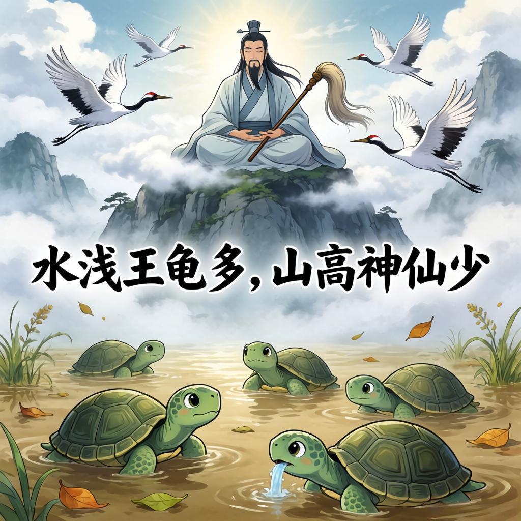 上联：水浅王八多
下联：山高神山少