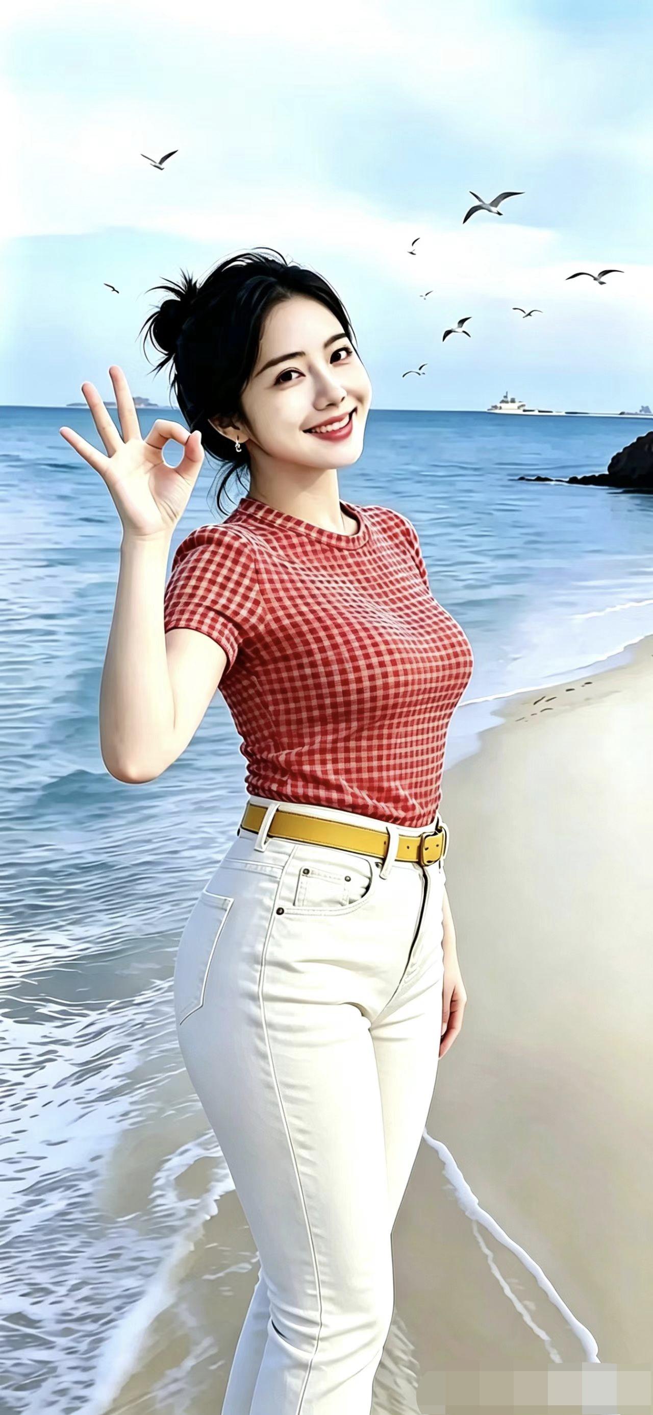 海风漫过沙滩，我和大海打一声招呼
 
我静静站在海边，听浪花一遍遍轻拍沙滩，澄澈