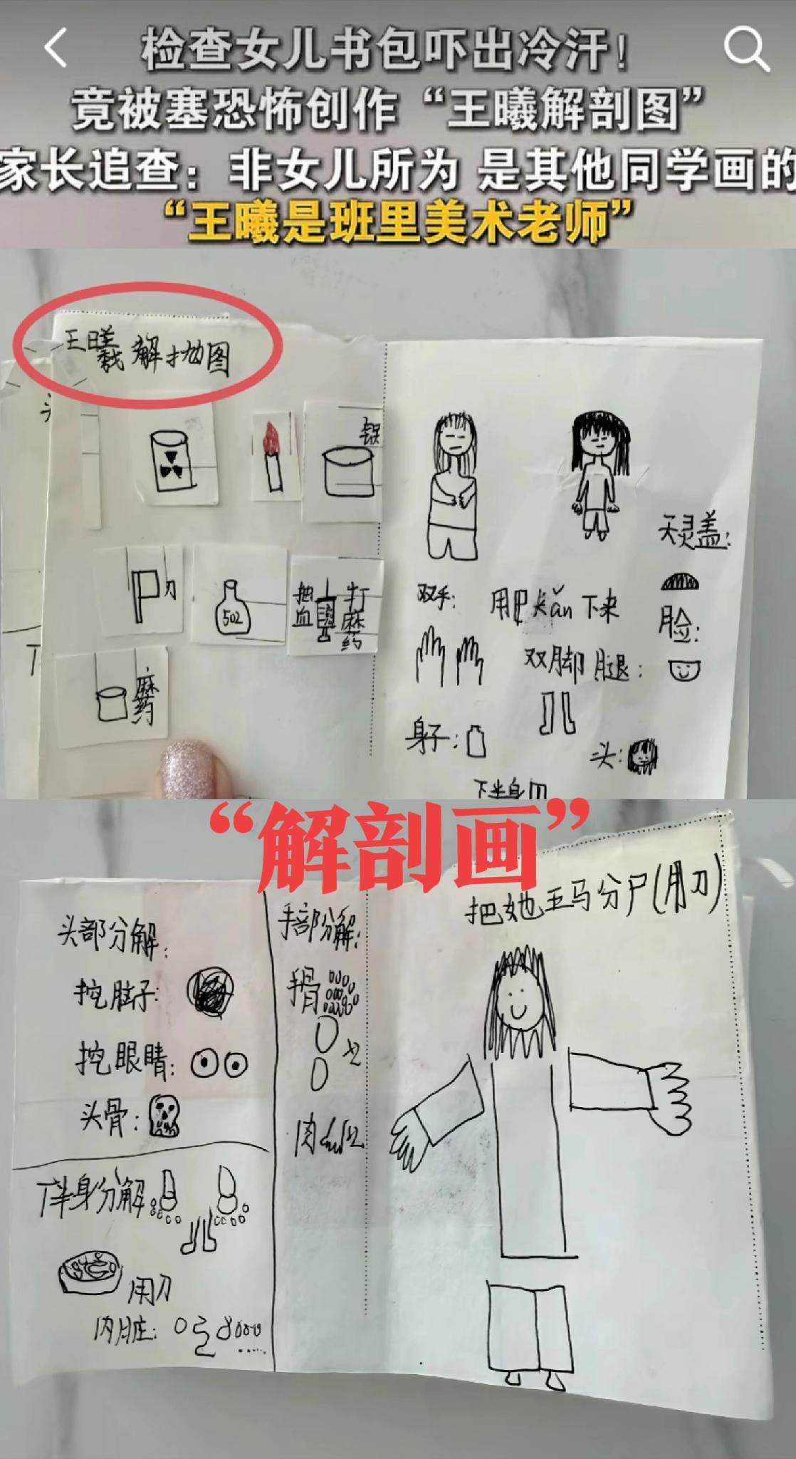 江苏南通，小学生书包发现诡异解剖画后续！妈妈透露，班主任说女儿没参与画这张画，是