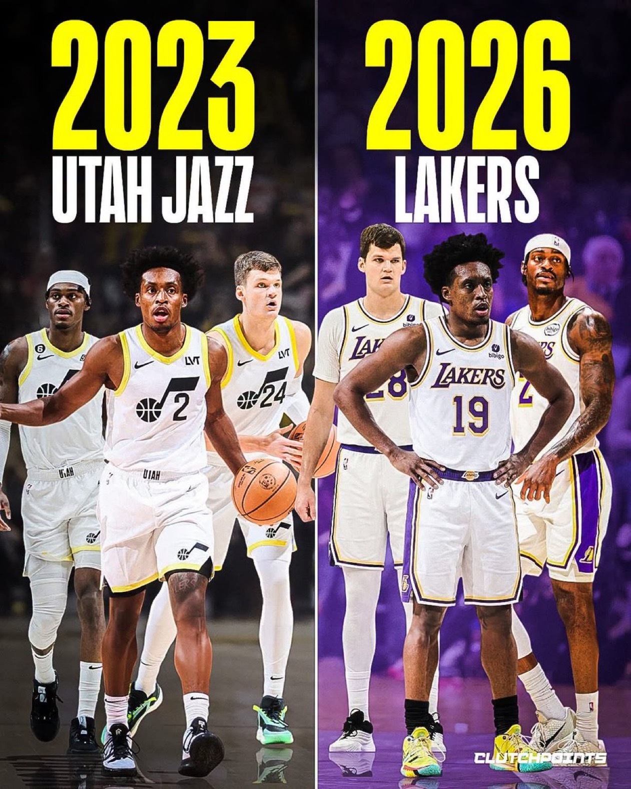 2023年的爵士与2026年的湖人，有三名老队友相聚，不过彪哥在湖人的未来不太明