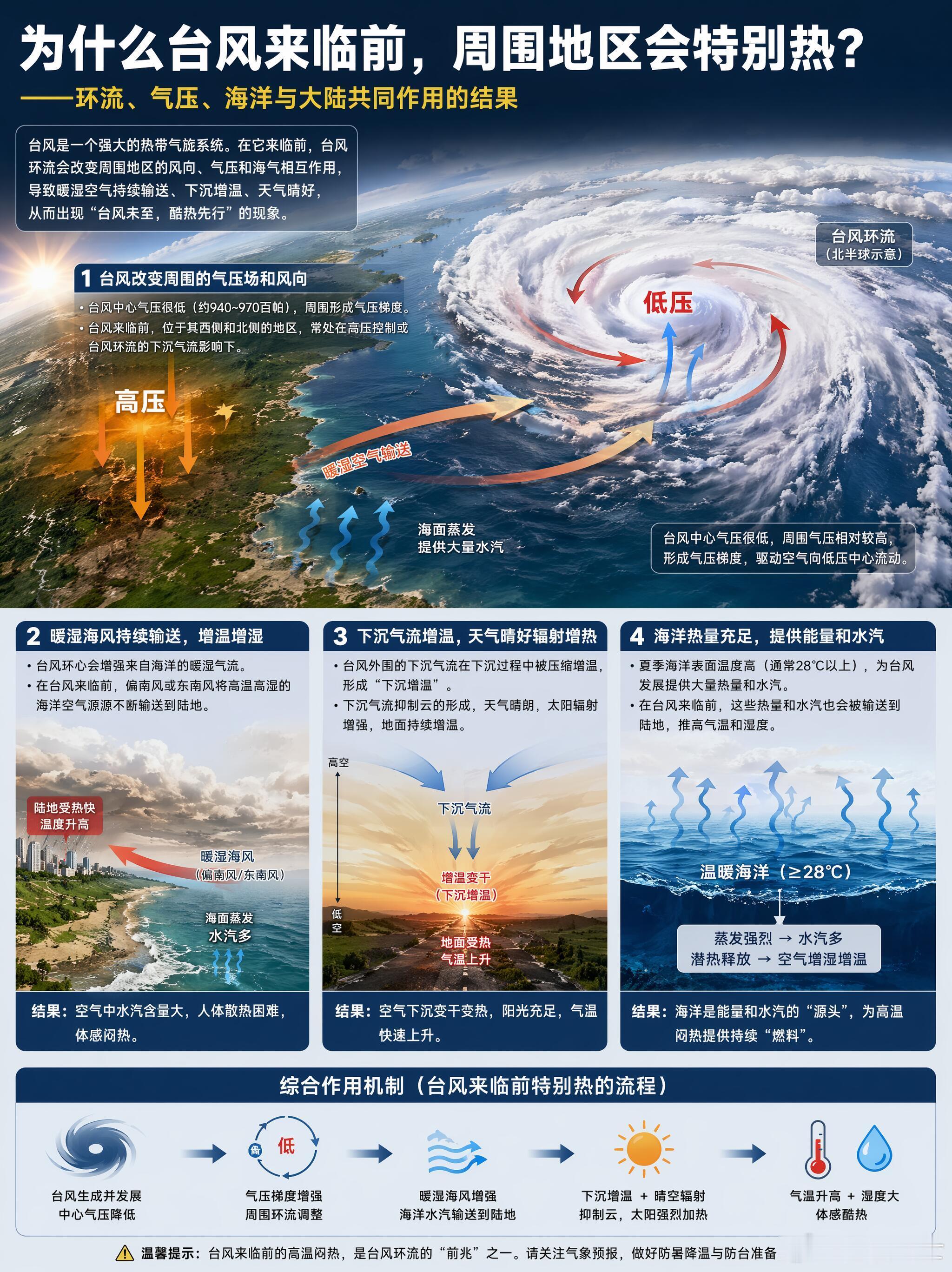 科普｜为什么巴威台风来了，反而特别热台风中心存在强烈的螺旋上升气流，导致台风外围