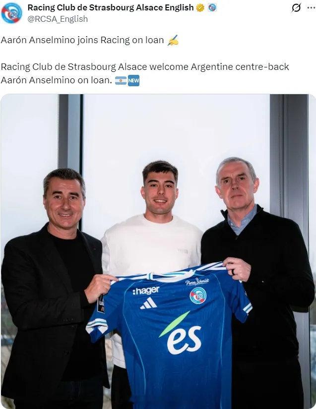 官方：斯特拉斯堡宣布从切尔西租借签下了中卫安塞尔米诺。此外斯特拉斯堡还从切尔西租