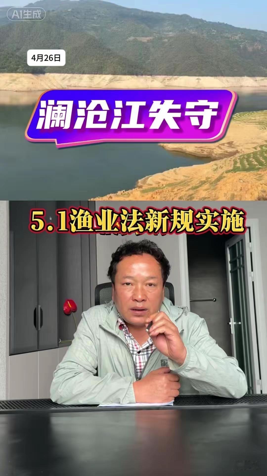 5月1日渔业法新规严惩非法捕捞。4月26日在澜沧江凤庆县鲁史镇永发村小湾库区浴龙