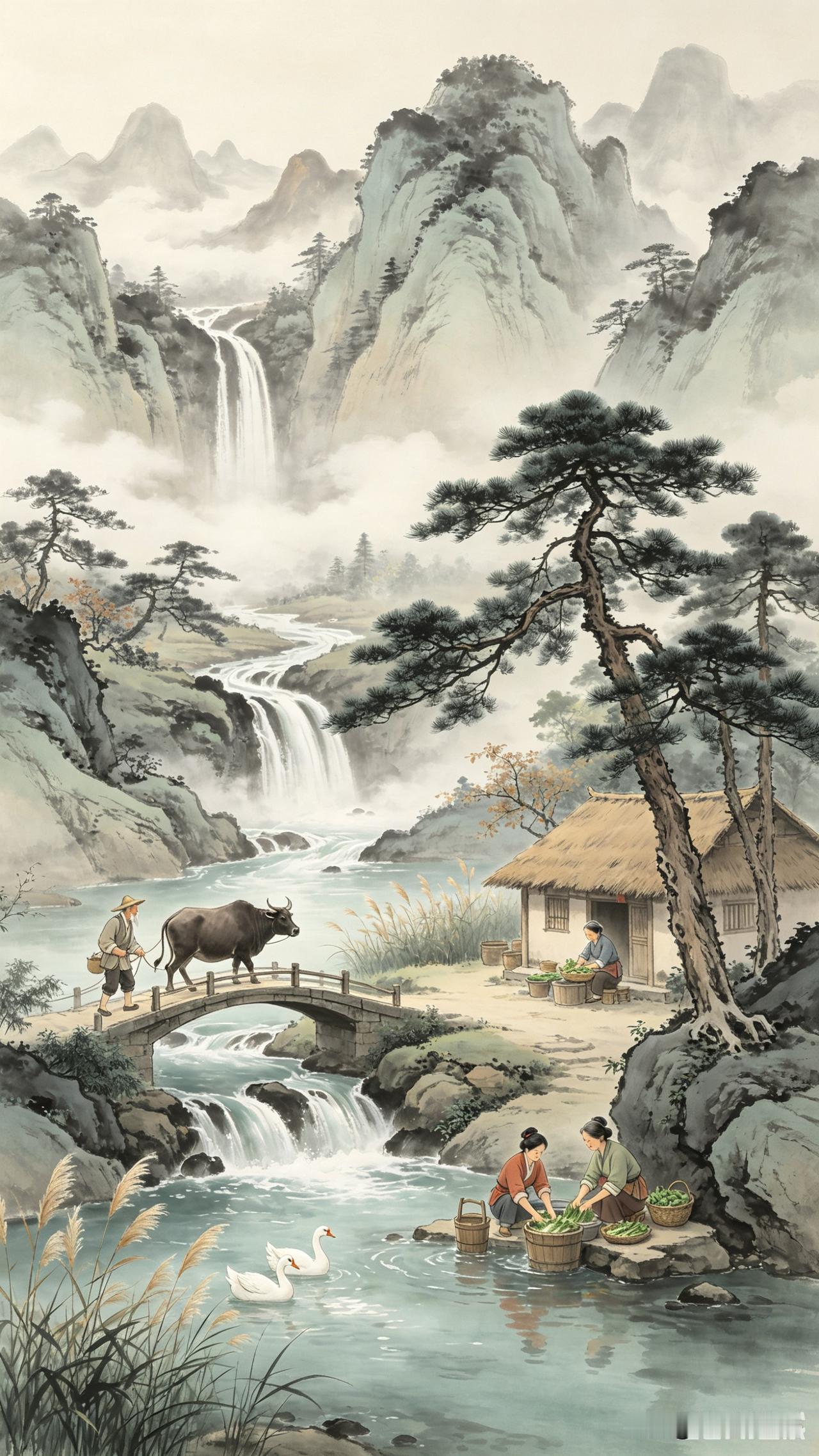 小桥流水，山高水长