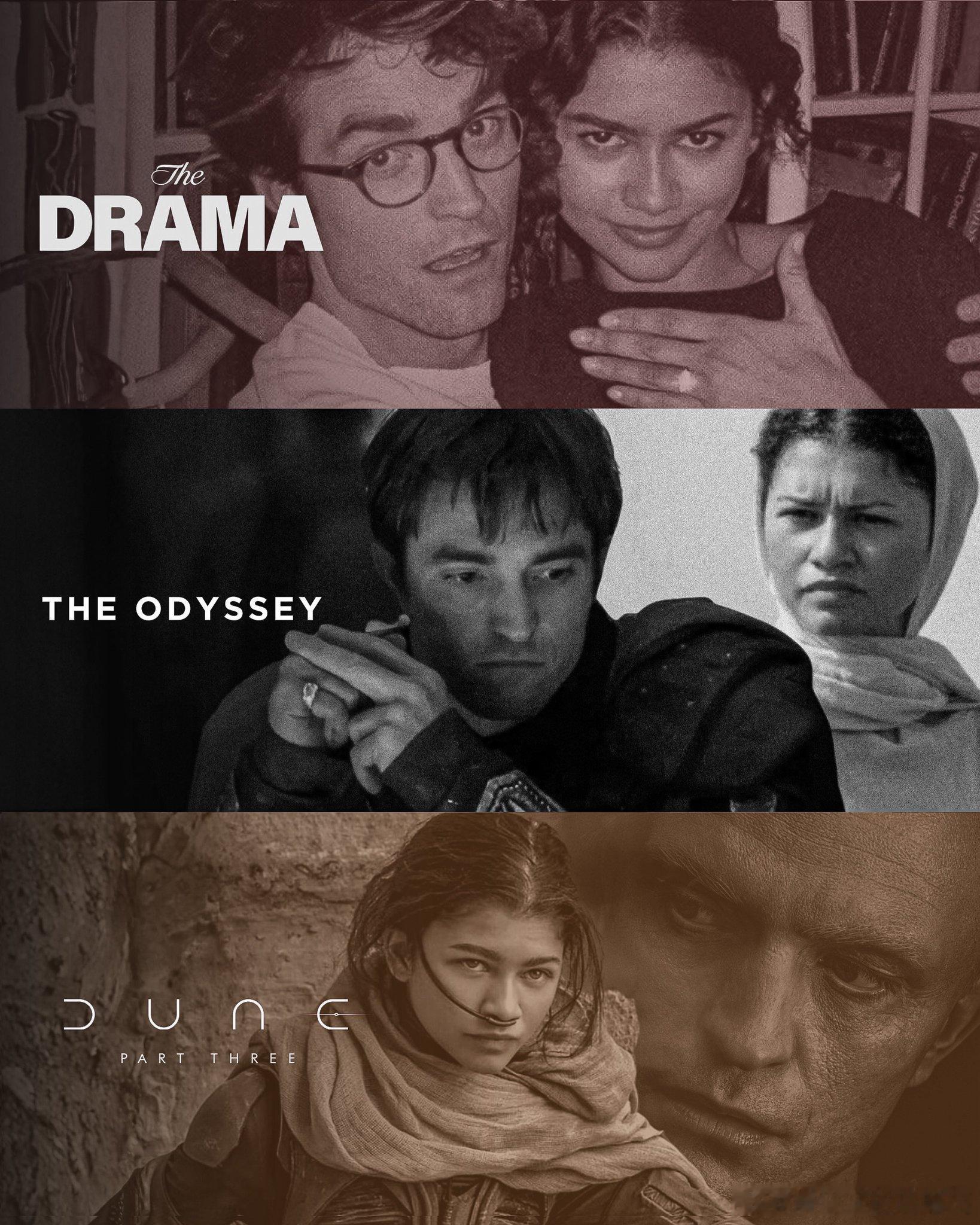 赞达亚和罗帕今年一起合作的电影有：《爱情抓马》《奥德赛》《沙丘3》 