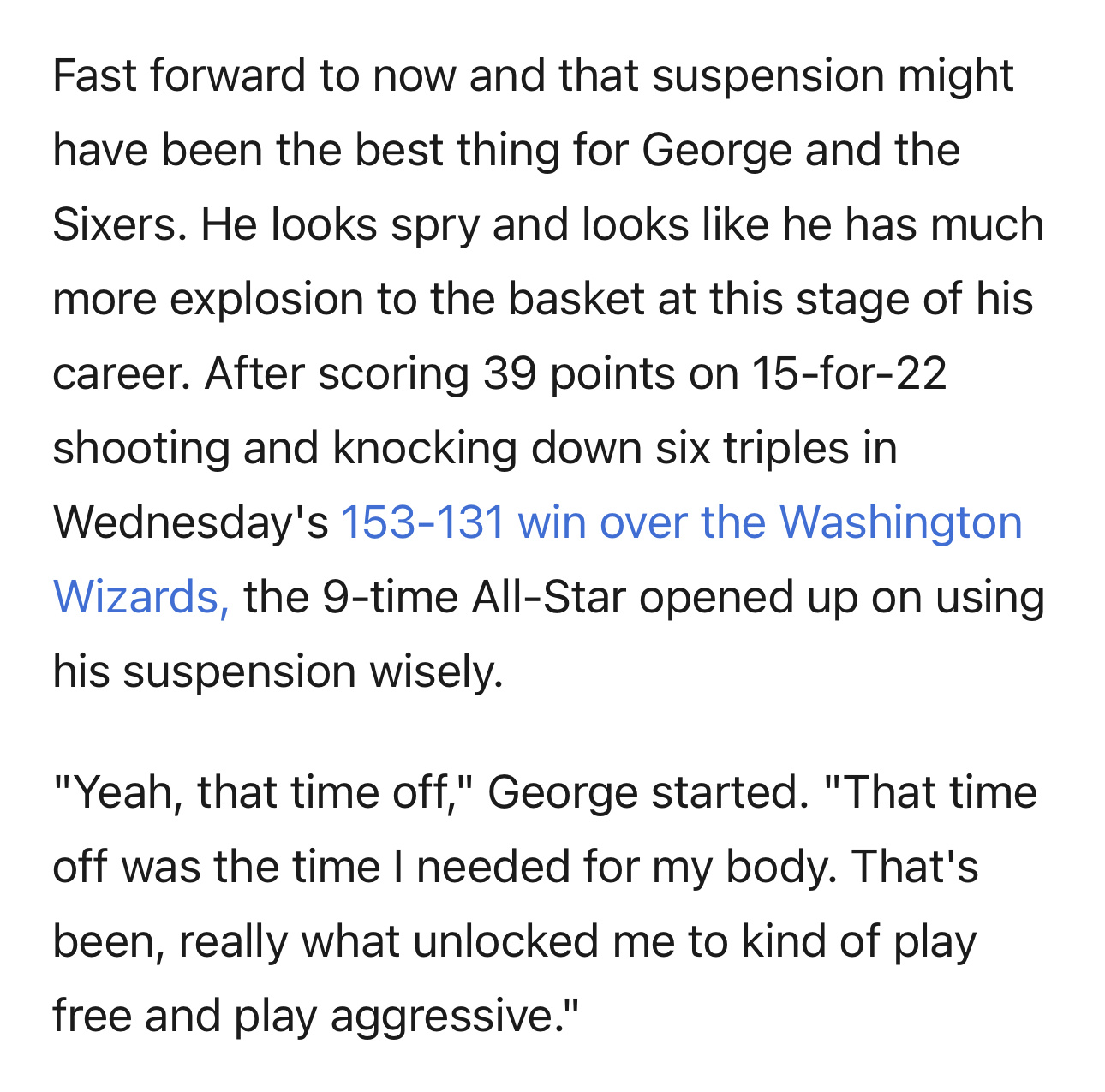 当费城76人队在1月31日得知保罗·乔治将被禁赛25场时，这似乎是球队遭受的又一