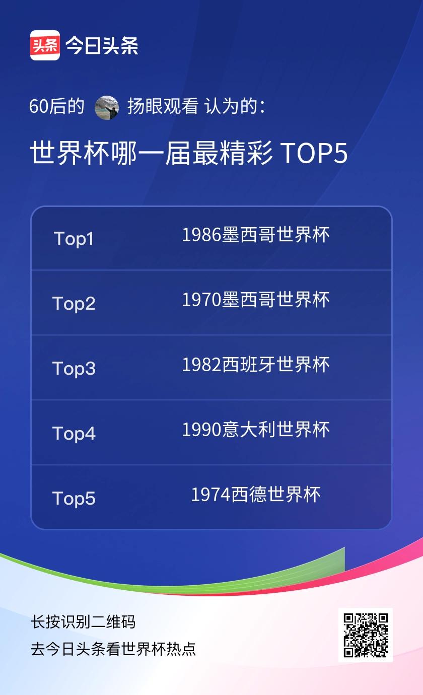 TOP5聊世界杯得区分年龄段，咱们60后老球迷的心头好，跟年轻人完全不是一个路子