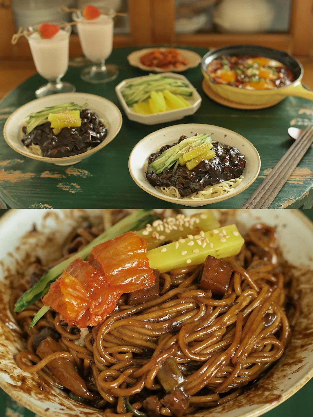 黏糊挂汁的超浓郁韩式炸酱面。